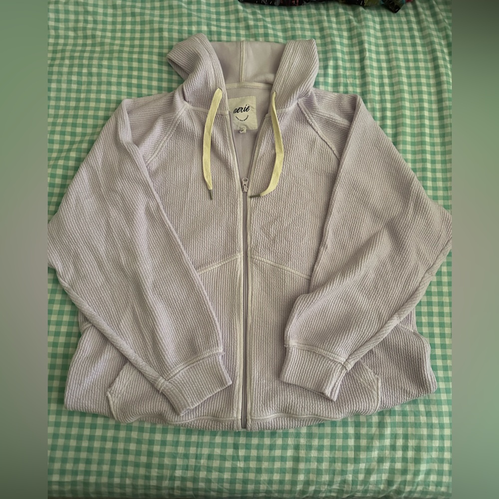 Aerie Wonder Full Zip Light Purple Zip-Up Sweater
